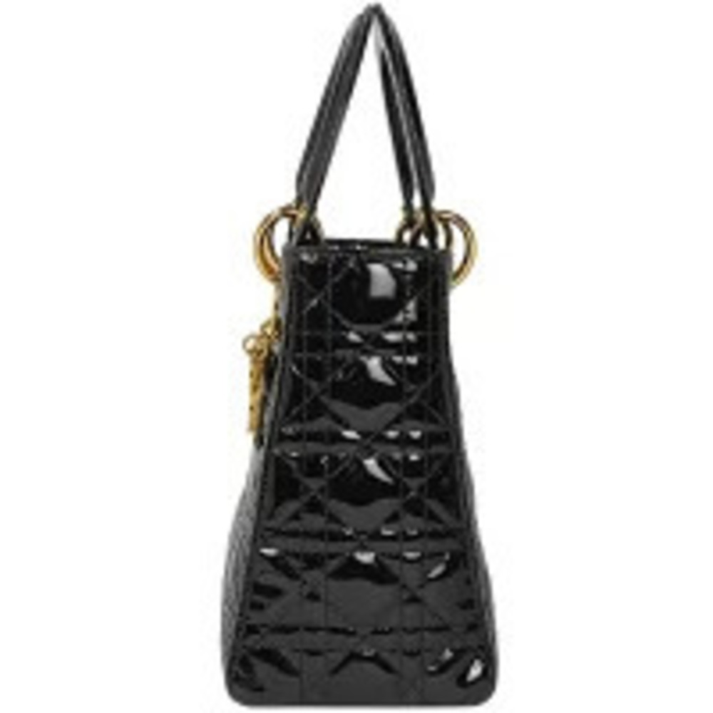 Dior leather Cannage Lady Vernis  Patent handbag Christian black